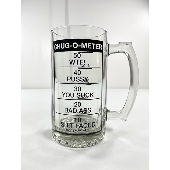 Spencer's Other - NWT Vintage Spencer's Chug-O-Meter 60oz Beer Stein Glass Novelty Tankard Mug
